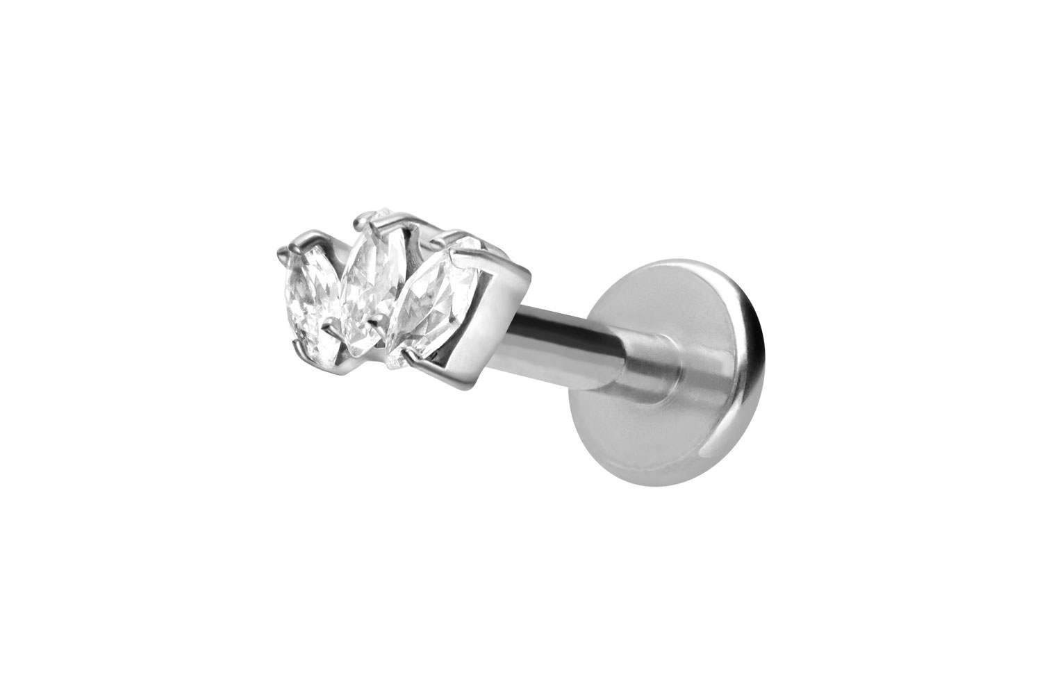 Titan Labret Piercing mit Innengewinde 3 KRISTALLTROPFEN